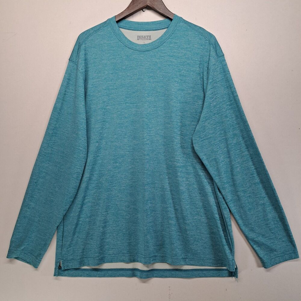 Duluth Trading Co Performance Long Sleeve T Shirt Large Teal Blue Heather